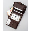Brązowy portfel damski ze skóry ekologicznej zamykany na zatrzask i suwak - 4U Cavaldi