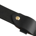 Elegancki pasek damski ze skóry naturalnej w czarnym kolorze ze złotą, klasyczną klamrą - Peterson