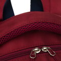 Bordowy plecak szkolny z poliestru wyposażony w boczne pasy kompresyjne - Peterson