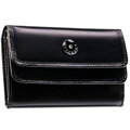 Czarny, skórzany portfel damski na zatrzask - Peterson