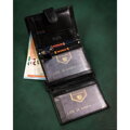 Zestaw prezentowy: portfel męski w czarnym kolorze i pasek ze skóry naturalnej - Peterson