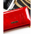Lakierowany czerwony portfel damski na bigiel skórzany RFID STOP - Rovicky