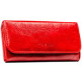 Duży, czerwony portfel damski ze skóry ekologicznej zamykany na zatrzask - 4U Cavaldi