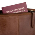 Pojemna, skórzana nerka męska w brązowym kolorze zamykana suwakiem - Peterson