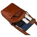 Listonoszka męska mała ze skóry naturalnej brązowa saszetka na ramię miejska modna na suwak - Peterson