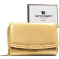 Portfel damski ze skóry ekologicznej w ciemnobeżowym kolorze, wyposażony w system RFID - Peterson