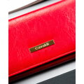 Klasyczny poziomy portfel damski ze skóry ekologicznej czerwony na zatrzask 4U CAVALDI