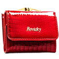 Mały, czerwony portfel damski ze skóry naturalnej z systemem RFID - Rovicky