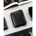 Skórzany portfel męski w czarnym kolorze z systemem RFID zamykany na zatrzask i suwak - Always Wild