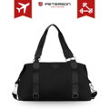 Damska torba treningowa z poliestru w czarnym kolorze zamykana suwakiem - Peterson