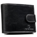 Poziomy portfel męski ze skóry naturalnej w czarnym kolorze w zestawie z brelokiem - Peterson