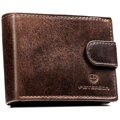 Skórzany, brązowy portfel męski zamykany na zatrzask, wyposażony w system RFID - Peterson