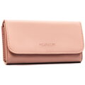 Różowy, duży portfel damski ze skóry ekologicznej z kieszonką zewnętrzną, zamykany na zatrzask - 4U Cavaldi