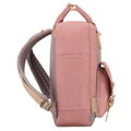Różowo-szary plecak damski z poliestru i skóry ekologicznej, jednokomorowy - Peterson