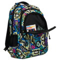 Plecak młodzieżowy do szkoły odszyty z poliestru ze wzorem imitującym graffiti, zawieszony na regulowanych szelkach - Peterson