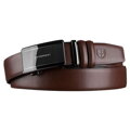 Brązowy pasek męski z automatyczną klamrą wykonany ze skóry naturalnej - Peterson