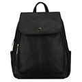 Mały plecak damski z klapką czarny ze skóry ekologicznej miejski - Peterson