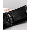 Duży, poziomy portfel męski wykonany ze skóry naturalnej w czarnym kolorze - Peterson
