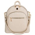 Plecak damski mały ze skóry ekologicznej modny miejski beżowy na suwak listonoszka na ramie torebka 2w1 - Peterson