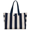 Biało-granatowa, plażowa torba damska z poliestru w modne paski - Peterson