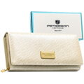 Portfel damski w kolorze ecru, zamykany na zatrzask, wykonany ze skóry naturalnej i ekologicznej - Peterson