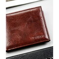 Brązowy portfel męski ze skóry ekologicznej bez zapięcia zewnętrznego - 4U Cavaldi