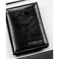 Pionowy, czarny portfel męski ze skóry ekologicznej bez zapięcia - 4U Cavaldi