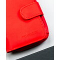 Czerwony portfel damski ze skóry ekologicznej zamykany na zatrzask i suwak - 4U Cavaldi
