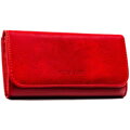 Czerwony, duży portfel damski ze skóry ekologicznej zamykany zatrzaskiem - 4U Cavaldi