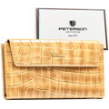 Portfel damski ze skóry ekologicznej w beżowym kolorze z tłoczeniem na wzór skóry krokodyla - Peterson