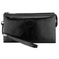 Saszetka męska ze skóry ekologicznej w czarnym kolorze, wyposażona w uchwyt na rękę - Rovicky