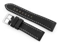 Kožený remienok W48 - PREMIUM - black/white- 24mm