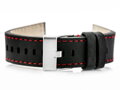 Kožený remienok W25 - black/red- 20mm