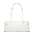 Torebka damska typu bagietka z ekoskóry z dekoracyjnym paskiem złamana biel 102-4Y-414-0