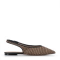 Plecione baleriny z odkrytą piętą czarno - brązowe 100-DP-350-1