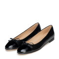 Baleriny z naturalnej skóry z ozdobną kokardą czarne 102-D-104-1