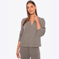 Rozpinana bluza damska ciemny beż 29-99-006-9