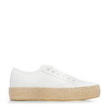 Damskie sneakersy na słomkowej podeszwie złamana biel 100-DP-803-1