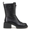 Damskie botki skórzane z monogramem czarne 99-D-500-1