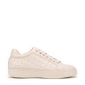 Damskie sneakersy skórzane z pikowaną cholewką kremowe 99-D-508-0