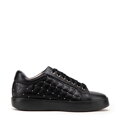 Damskie sneakersy skórzane z pikowaną cholewką czarne 99-D-508-1
