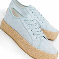 Damskie sneakersy na słomkowej podeszwie niebieskie 100-DP-803-N