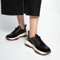 Damskie sneakersy z motywem zwierzęcym czarno - brązowe 99-D-513-1