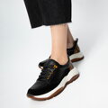 Damskie sneakersy z motywem zwierzęcym czarno - brązowe 99-D-513-1