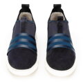 Damskie sneakersy zamszowe z gumką granatowe 92-D-116-7