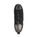 Damskie sneakersy skórzane z wzorem w cętki czarne 95-D-952-1