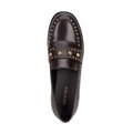 Damskie loafersy skórzane z ozdobnymi nitami brązowe 99-D-959-4