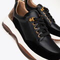 Damskie sneakersy z motywem zwierzęcym czarno - brązowe 99-D-513-1