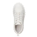 Damskie sneakersy ze skóry na wysokiej platformie złamana biel 100-D-950-0