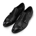 Double monki ze skóry naturalnej czarne 100-M-509-1